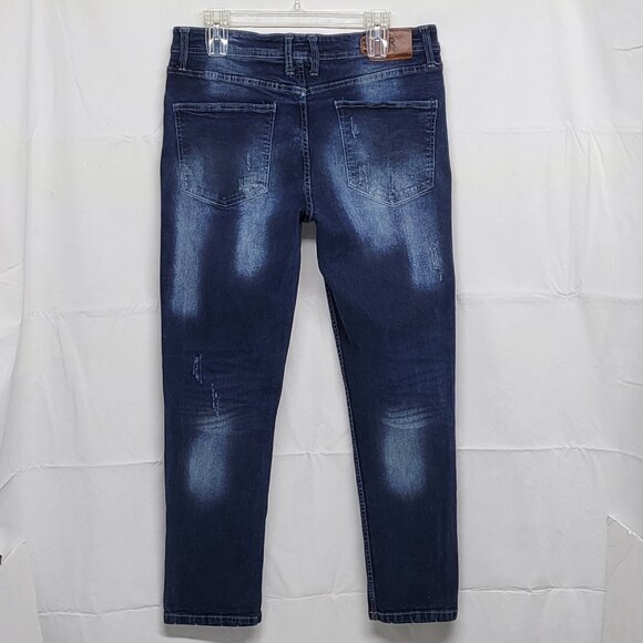 Refinery Republic Mens Jeans 34 X 30 Straight Leg Stretch Distressed Blue - Picture 9 of 16